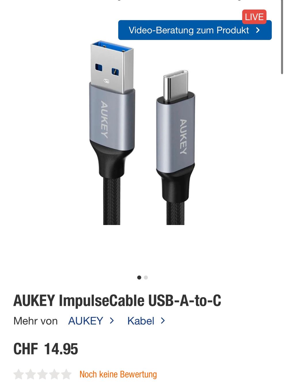 Cavi: Aukey Ladekabel – Nuovo e nell'imballaggio originale da Wohlen AG venduto da OnlineMarket55 1