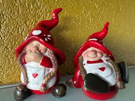 2 süsse Weihnachtswichtel - Zwerge - Deko - Herz – Hedlund
