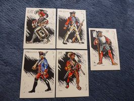 5 Karten,CH-Militär,Künstl.H.Beutler,Garde,Basler Trommler..