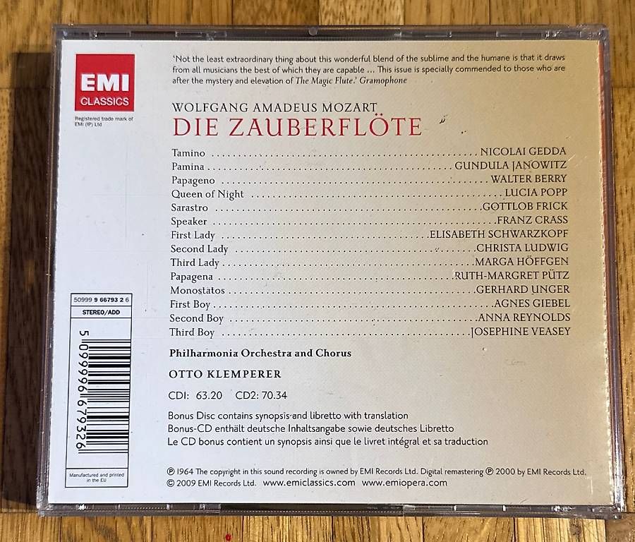 CDs: CD | Mozart  Die Zauberflöte – Gebraucht aus Münchenstein von th_bl 1