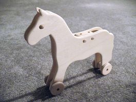 Kleines Deko Spiel Pferd Räder Sperrholz Pappel zerlegbar C)