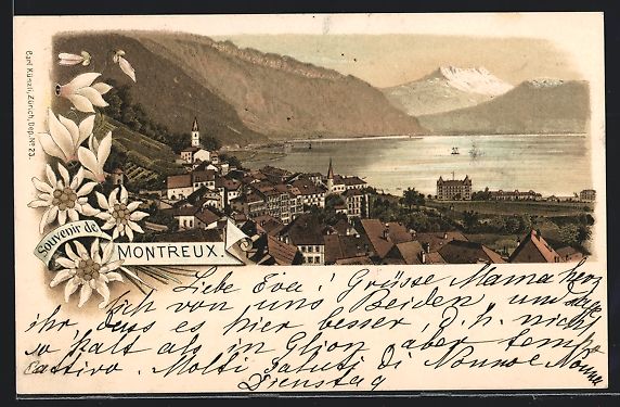 Cartoline postali: Litho Montreux, Panoramablick vom Berg – Usato da Berlin venduto da bartko-reher