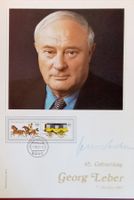 Georg Leber 1920-2012 Autogramm Sammelkarte 18x26cm