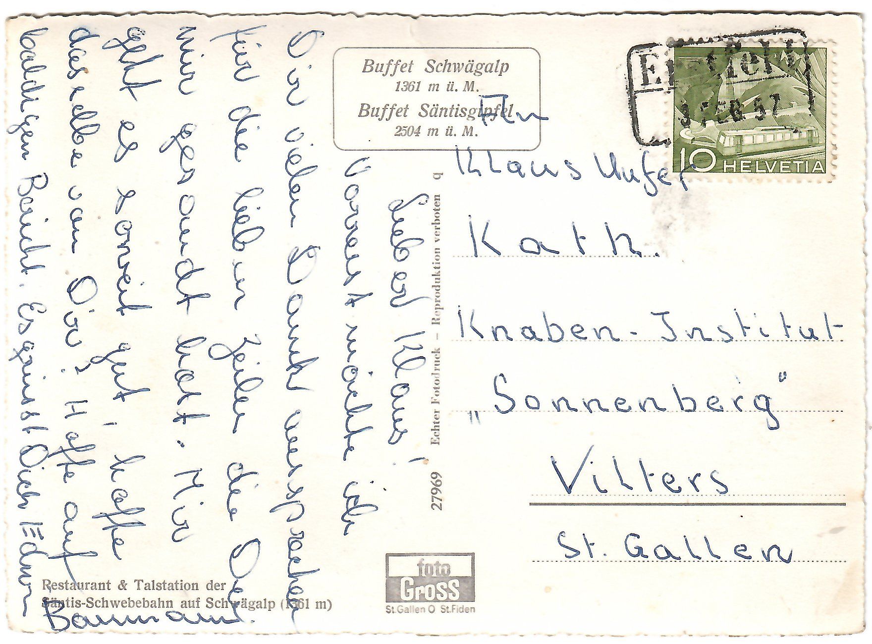 Cartoline postali: Ansichtskarte Schwägalp, Talstation Schwebebahn – Usato da Kerns venduto da etma3 1