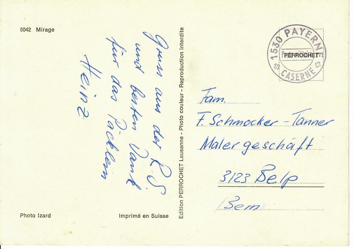 Cartoline postali: Mirage - Stempel Payerne Caserne – Usato da Hochdorf venduto da Ziegel-16 1