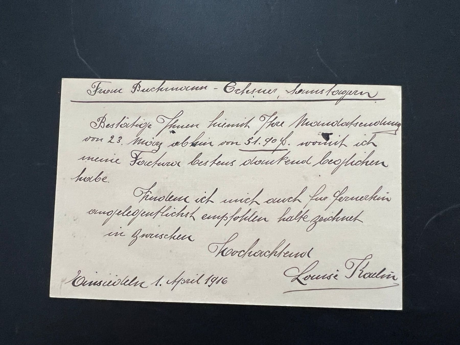 Cartoline postali: Postkarte 1916 Einsiedeln  (V193) – Usato da Hinwil venduto da Sidi4 1