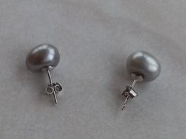 Perlen Ohrstecker, Silber rhodiniert 925