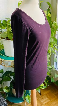 Shirt COPCOPINE manches longues prune, avec Swarovskis, t. M