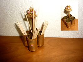 Antiker filigran Perlen verzierter Zahnstocher Spender