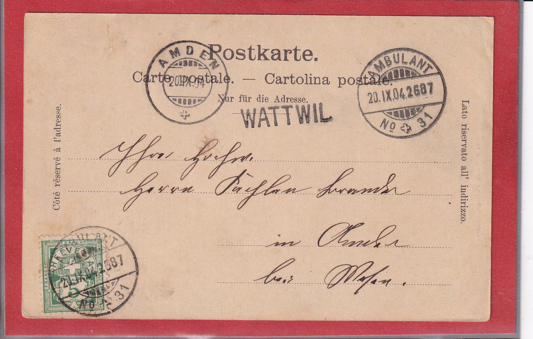 Cartoline postali: Wyl (SG) 1904 – Usato da Orvin venduto da Pyaeschli 1