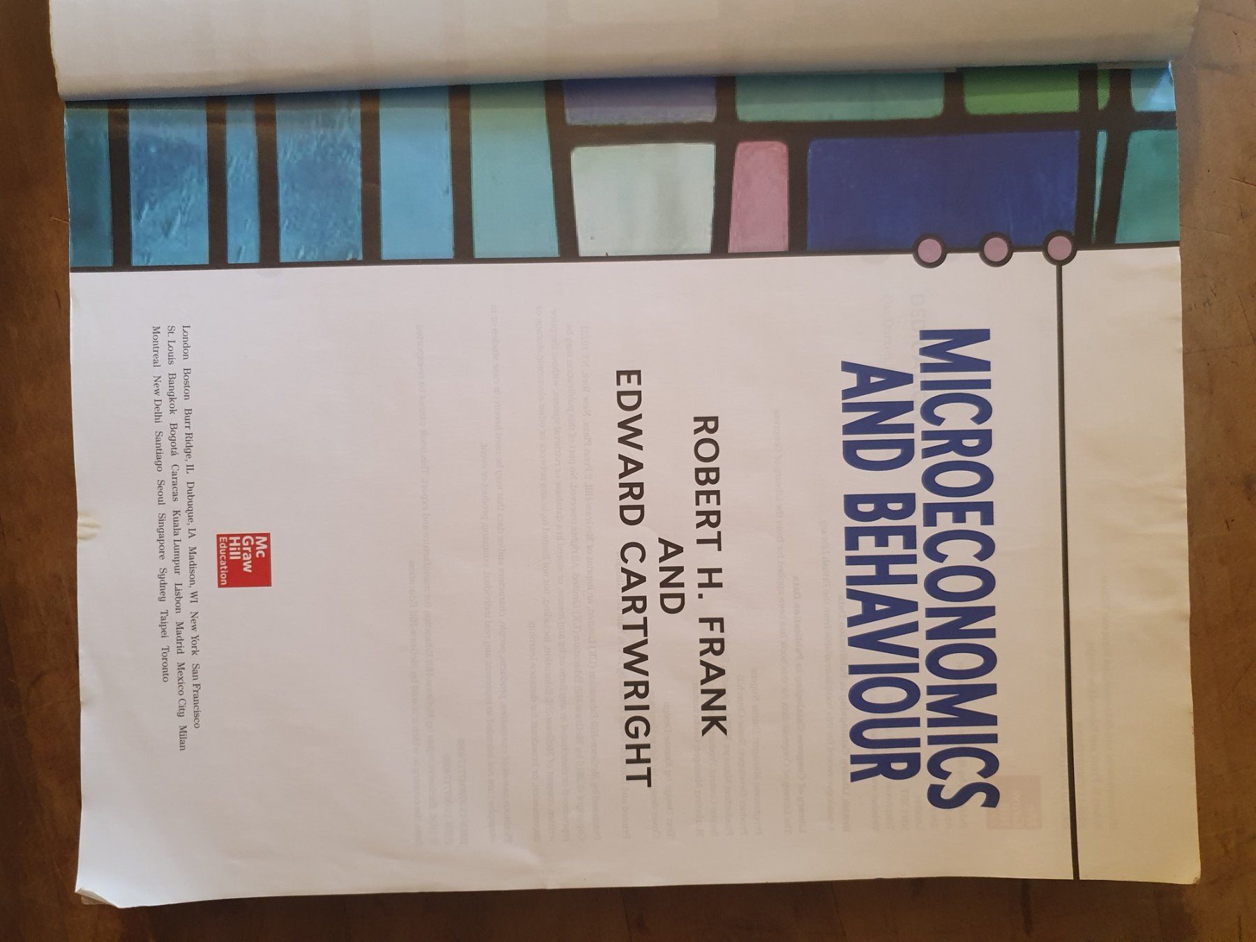 Libri: Microeconomics and Behaviour Robert Frank Edward Cartwright – Usato da Zürich venduto da loosebone 1