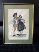 Alte Schweizer Tracht Aquarell, signiert 1928