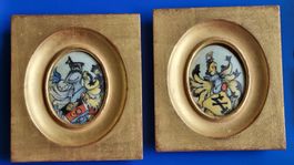 2 Kleine Wappen Gemälde