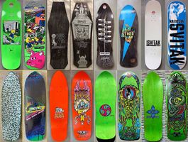 Collection de 30 skateboards, neufs, rares, signés, ...