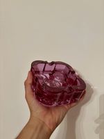 Vintage Pink Glass Ashtray 1980s