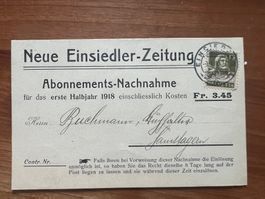 Postkarte  1918 Abo Neue Einsiedler Zeitung    (G1919)