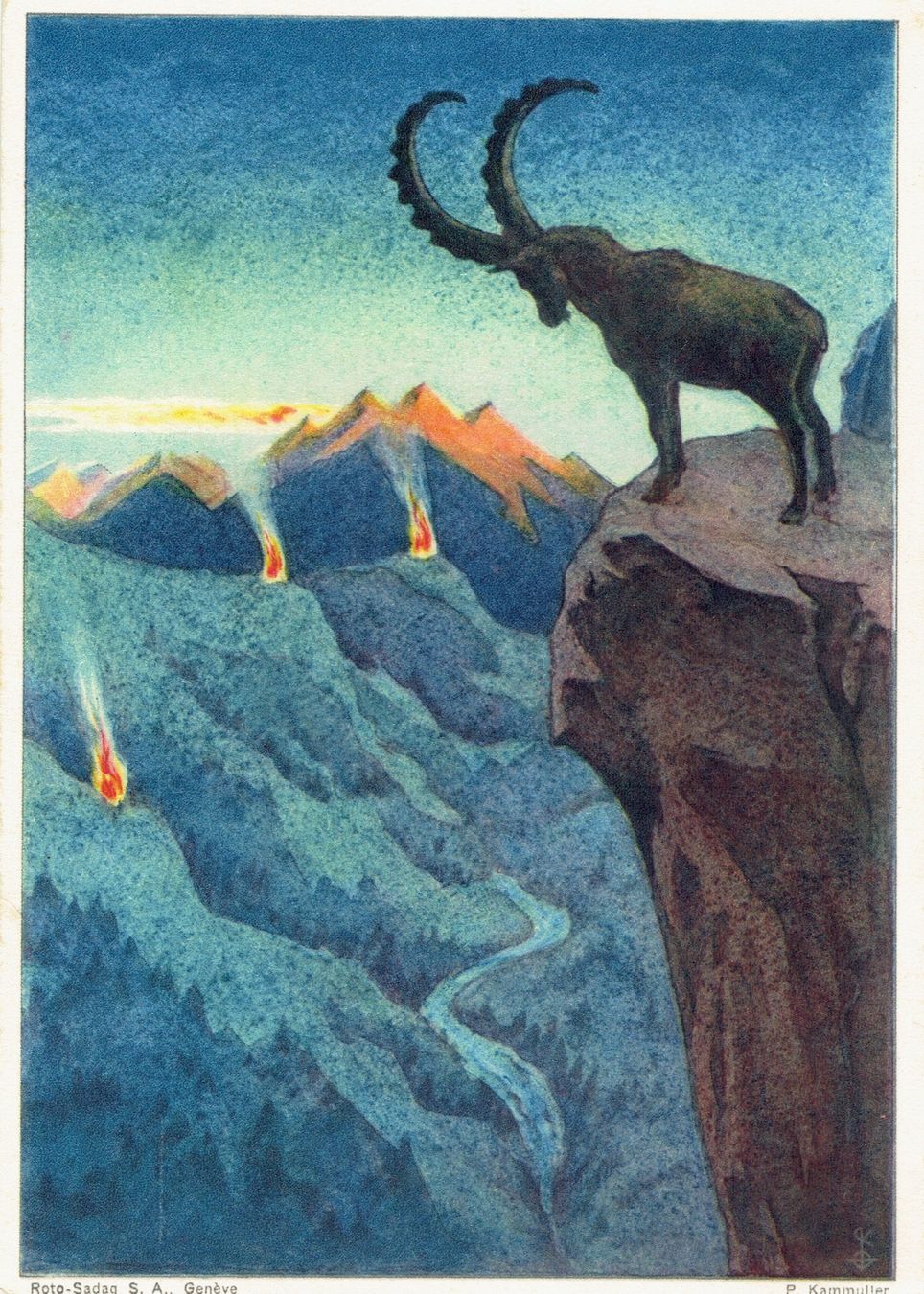 Ansichtskarten: Bundesfeier Karte 1933 "Steinbock" – Gebraucht aus Otelfingen von Schmitte9