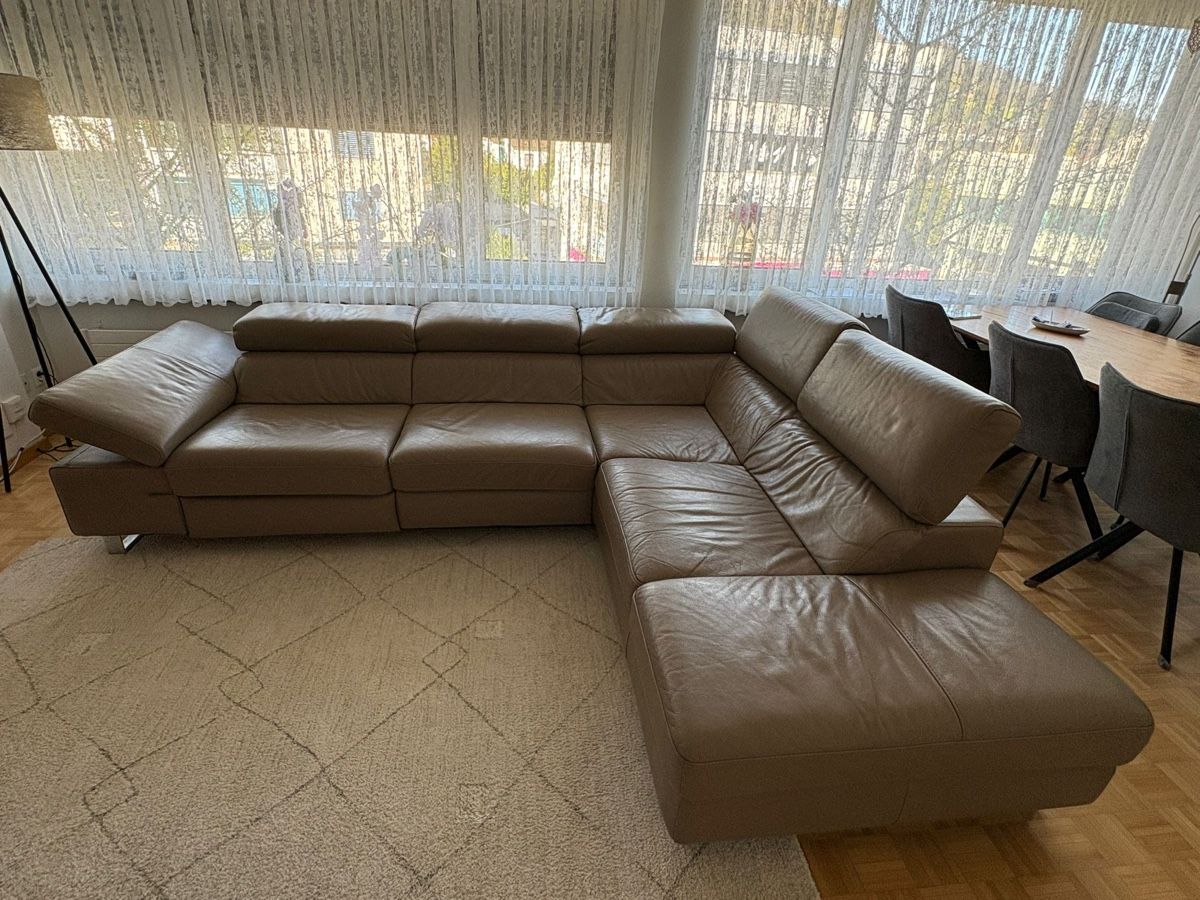 Divani: Ecksofa, beige Ledergarnitur mit Relaxfunktion – Usato da Dübendorf venduto da nela123 9