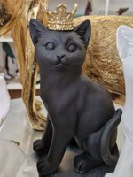 Katze Schwarz mit Krone Gold