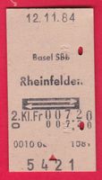 KARTON BILLETT, BASEL SBB - RHEINFELDEN, 2.KLASSE, RETOUR