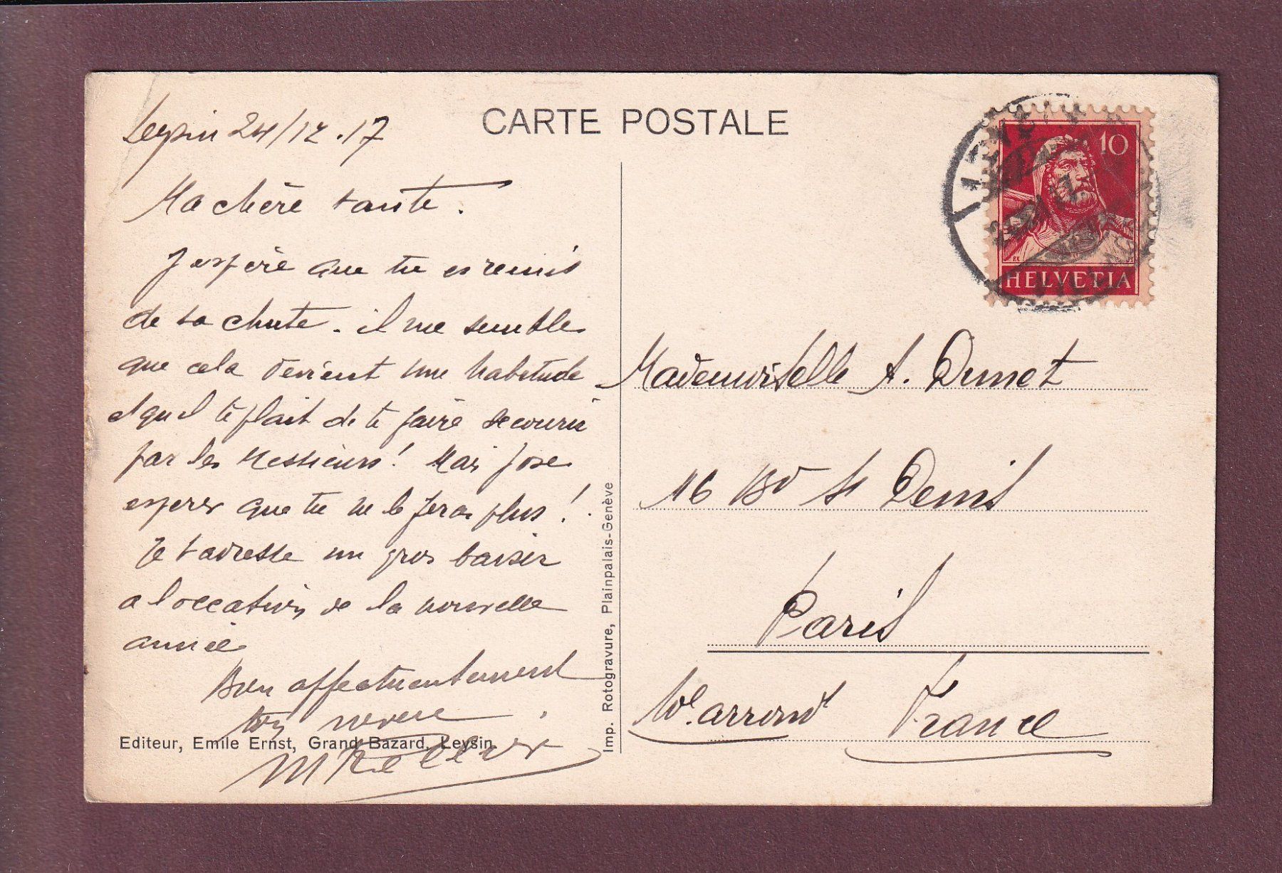 Cartoline postali: LEYSIN - Bonne Année - 1917 – Usato da Pully venduto da nicecards 1