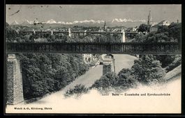 AK Bern, Eisenbahn und Kornhausbrücke