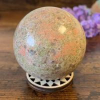 ✲ Unakit Epidot Kugel ✲ 169g / Ø 49mm Sphere mit Sockel
