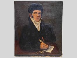 🟢   Antikes Oel Portrait von 1814