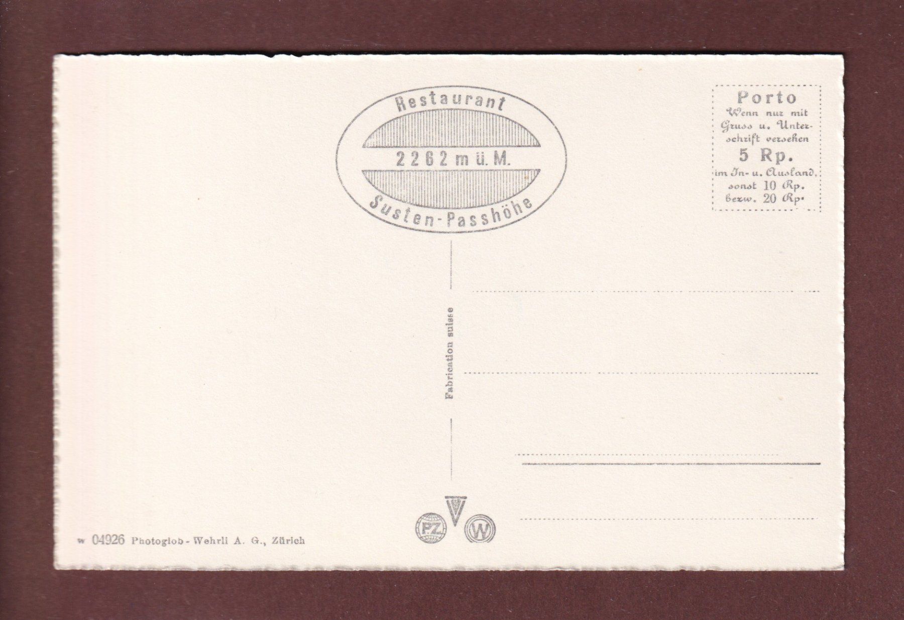 Cartoline postali: Restaurant SUSTEN-PASSHÖHE - Parkplatz – Usato da Pully venduto da nicecards 1