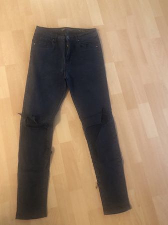 Schwarze Skinny Jeans High Waist Gr. 38 Löcher VS Miss
