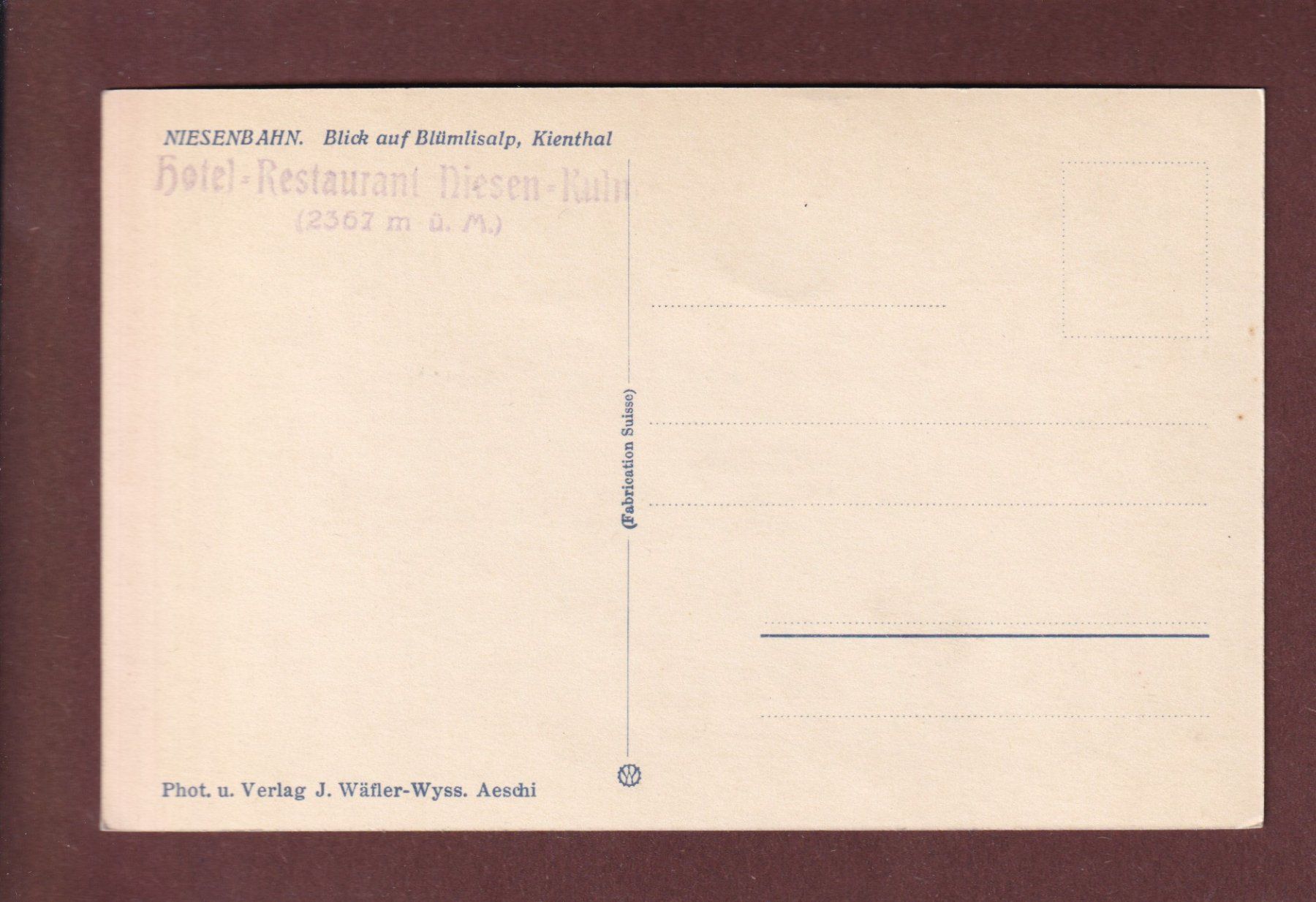 Cartoline postali: Niesenbahn - BLÜMLISALP – Usato da Pully venduto da nicecards-shop 1