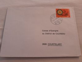 Rare! Enveloppe 1984 Caisse d'Epargne Courtelary avec timbre