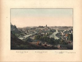 Fribourg altkolorierte Lithographie von Scholz selten