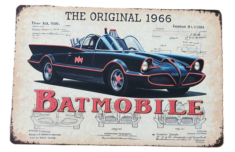 Schilder: BATMOBIL  -  Blechschild   (neu, OVP) – Neu und originalverpackt aus Wilen b. Wollerau von morethanmusic