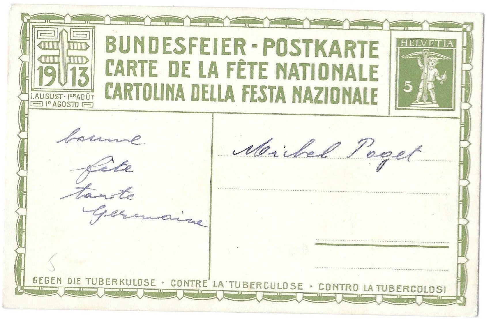 Tutti i francobolli: Bundesfeier-Postkarte Nr. 5 ** 1913 – Nuovo (secondo la descrizione) da Olten venduto da clotaldi 1