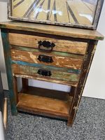 Nachttisch Holz, Vintage Look, 3 Schubladen, Shabby Chic