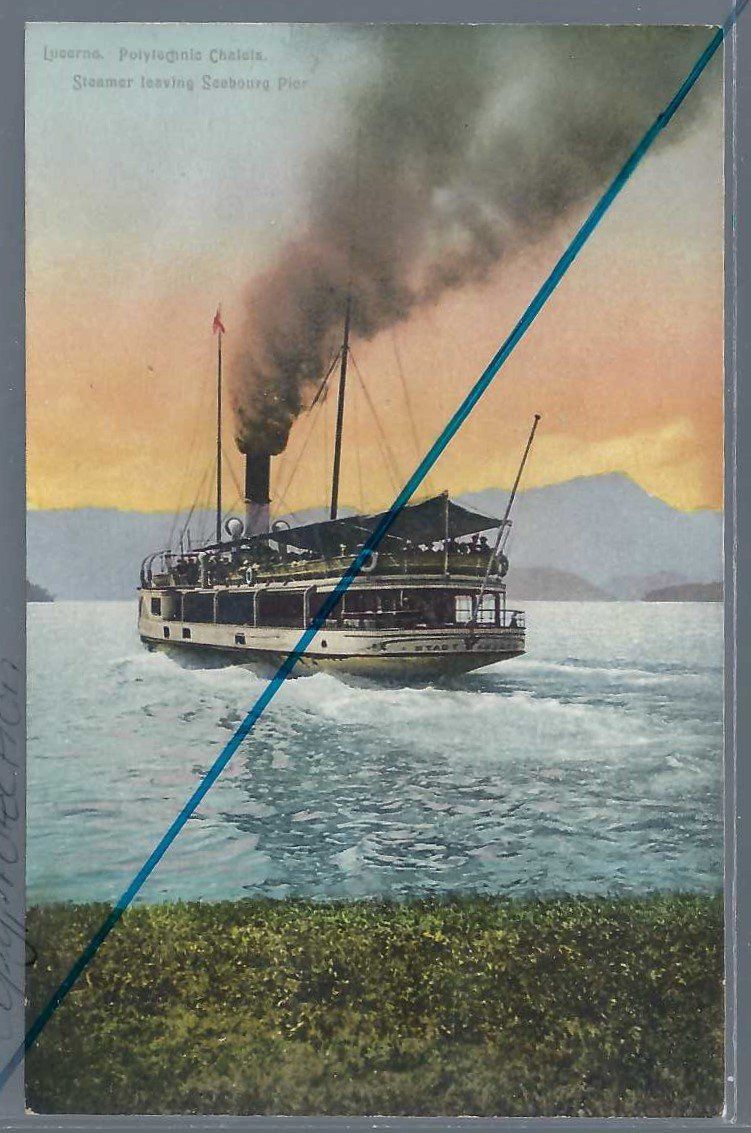 Cartoline postali: Dampfschiff 'Stadt Luzern II'. Luzern. Polytechnic Chalets. – Usato da Horw venduto da SwissSteamMemories