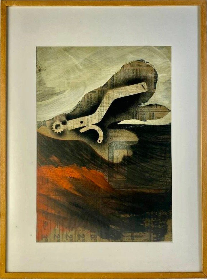 Gemälde: Mischtechnik/Collage auf Papier 1978 Handsigniert – Gebraucht aus Bruettisellen von Collector_Store 1