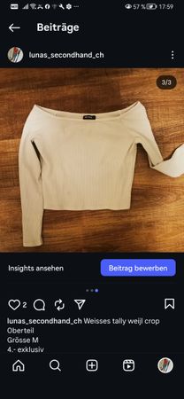 Tally Weijl Crop Oberteil, Weiss, Gr. M - Top Zustand!