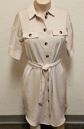 Vero Moda Hemdblusenkleid Beige – Gr. XS – Mit Gürtel – Eleg