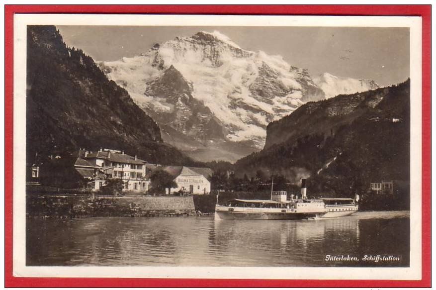 Cartoline postali: INTERLAKEN SCHIFFSTATION MIT RADDAMPFER 1933 – Usato da Grüningen venduto da Kartenlaube
