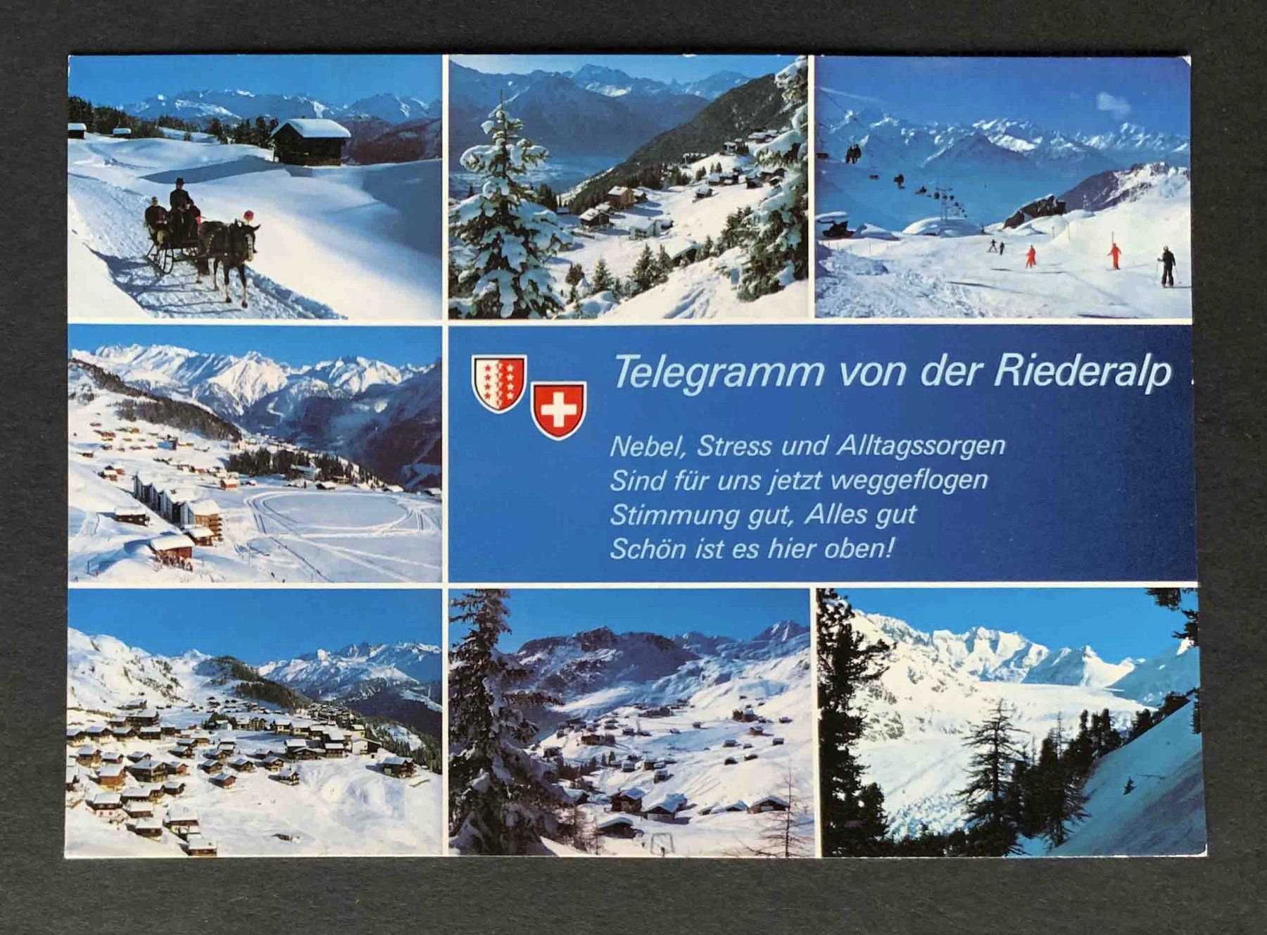 Cartoline postali: AK Telegramm von der Riederalp – Usato da Goldau venduto da artelier1