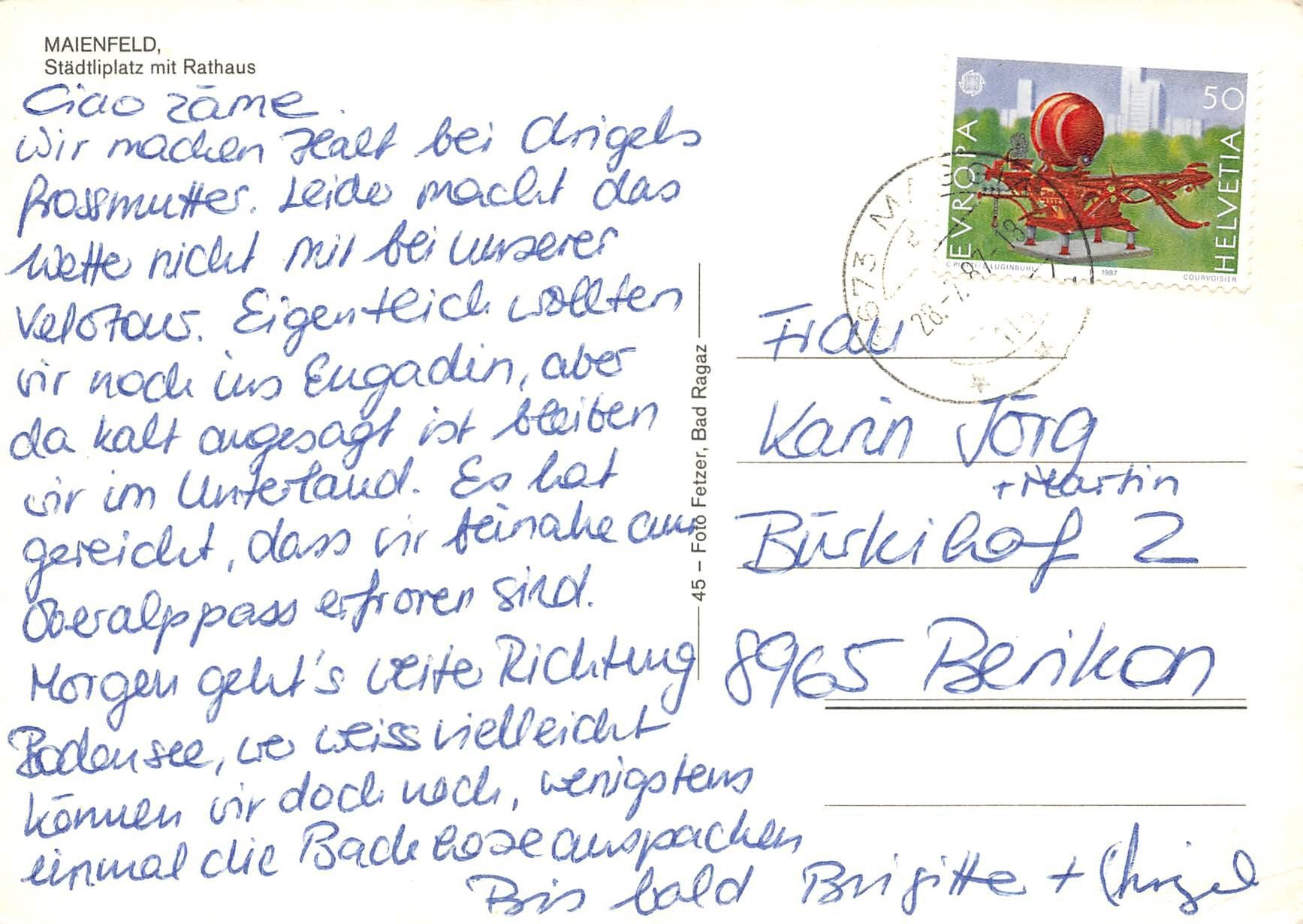 Cartoline postali: Maienfeld – Usato da Ottikon b.Kemptth. venduto da Neptun1974 1