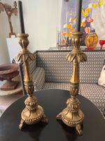 2 grosse, antike, barocke Kerzenständer, 54 cm, Holz