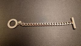 Armband mit Zirkonia und Toggle-Verschluss, Farbe: Silber