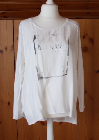 Bluse Langarm weiss-grau  Gr. XL
