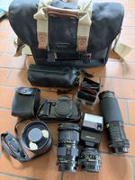 Canon T70 analog + 4 FD-Objektive, Blitz, Tasche