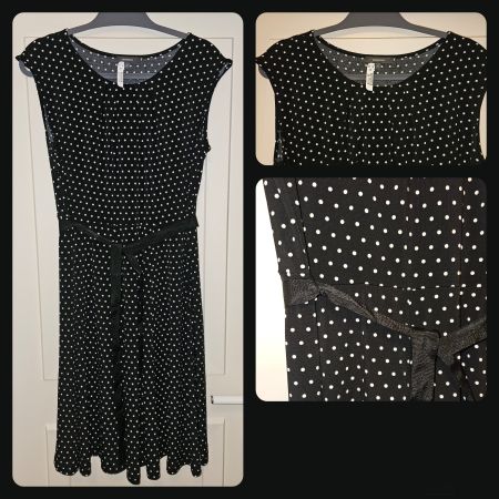 Cocktailkleid von Montego, schwarz, weisse Punkte, 42, NEU