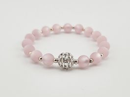 Damenarmband Polaris Perlen in Rosa und Silber