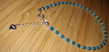 Fusskette Chalcedon & Prehnit facettiert 23,3 -25cm / Ø 3mm